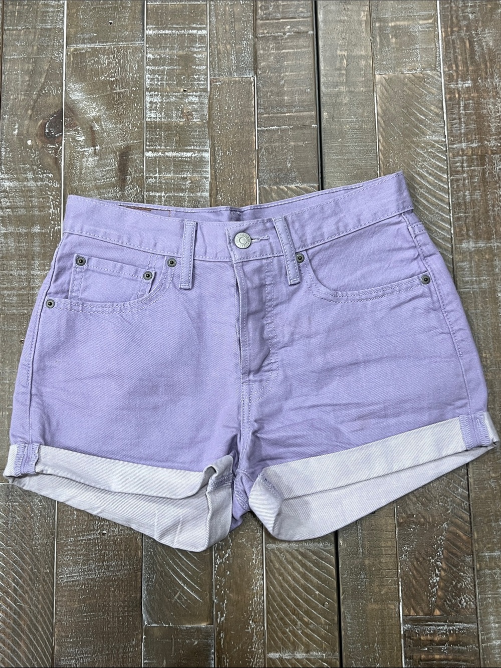 Women’s Lavender Denim Roll-Cuff Shorts